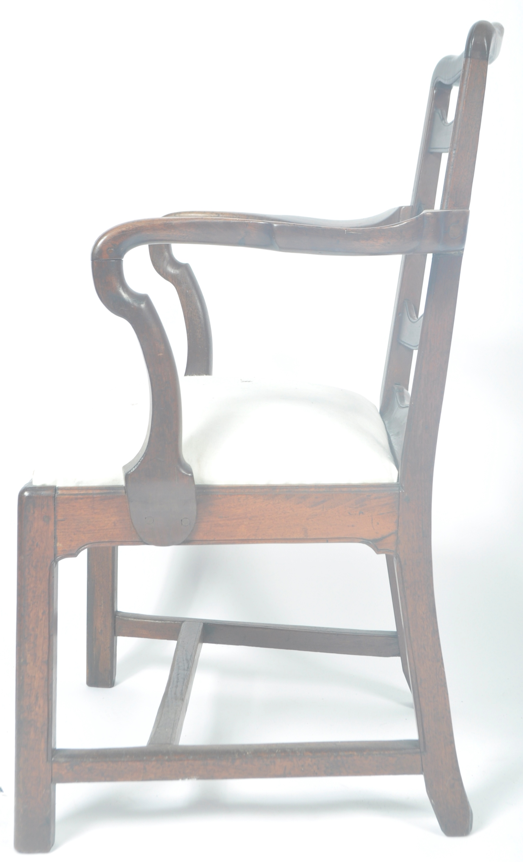 ANTIQUE GEORGIAN MANNER WALNUT SHEPHERDS CROOK ARMCHAIR - Image 8 of 8