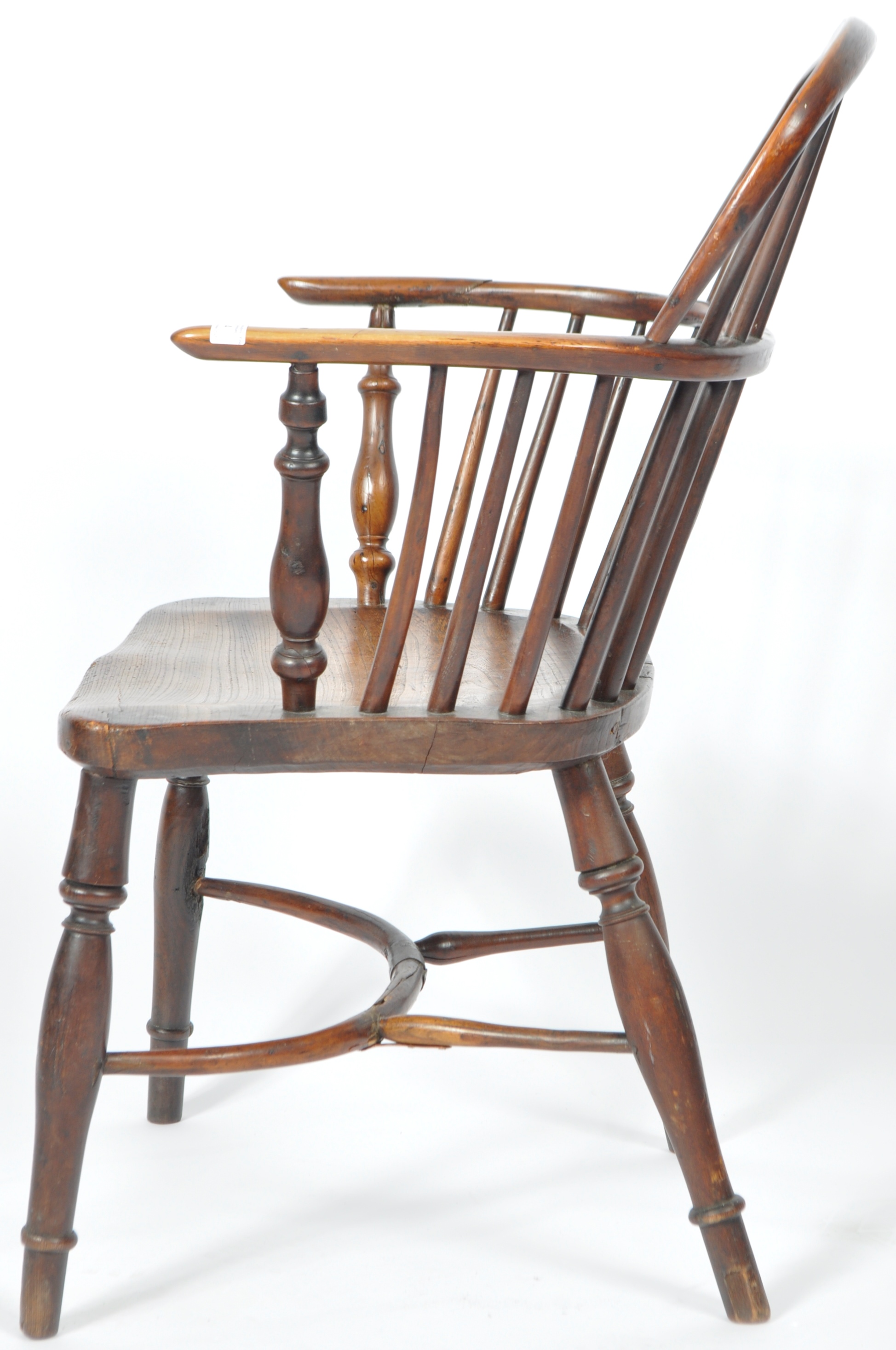 ANTIQUE GEORGIAN YEW AND ELM CRINOLINE WINDSOR ARMCHAIR - Image 7 of 8