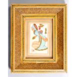 ANTIQUE PERSIAN PAINTING ON IVORY IN MICRO MOSAIC FRAME