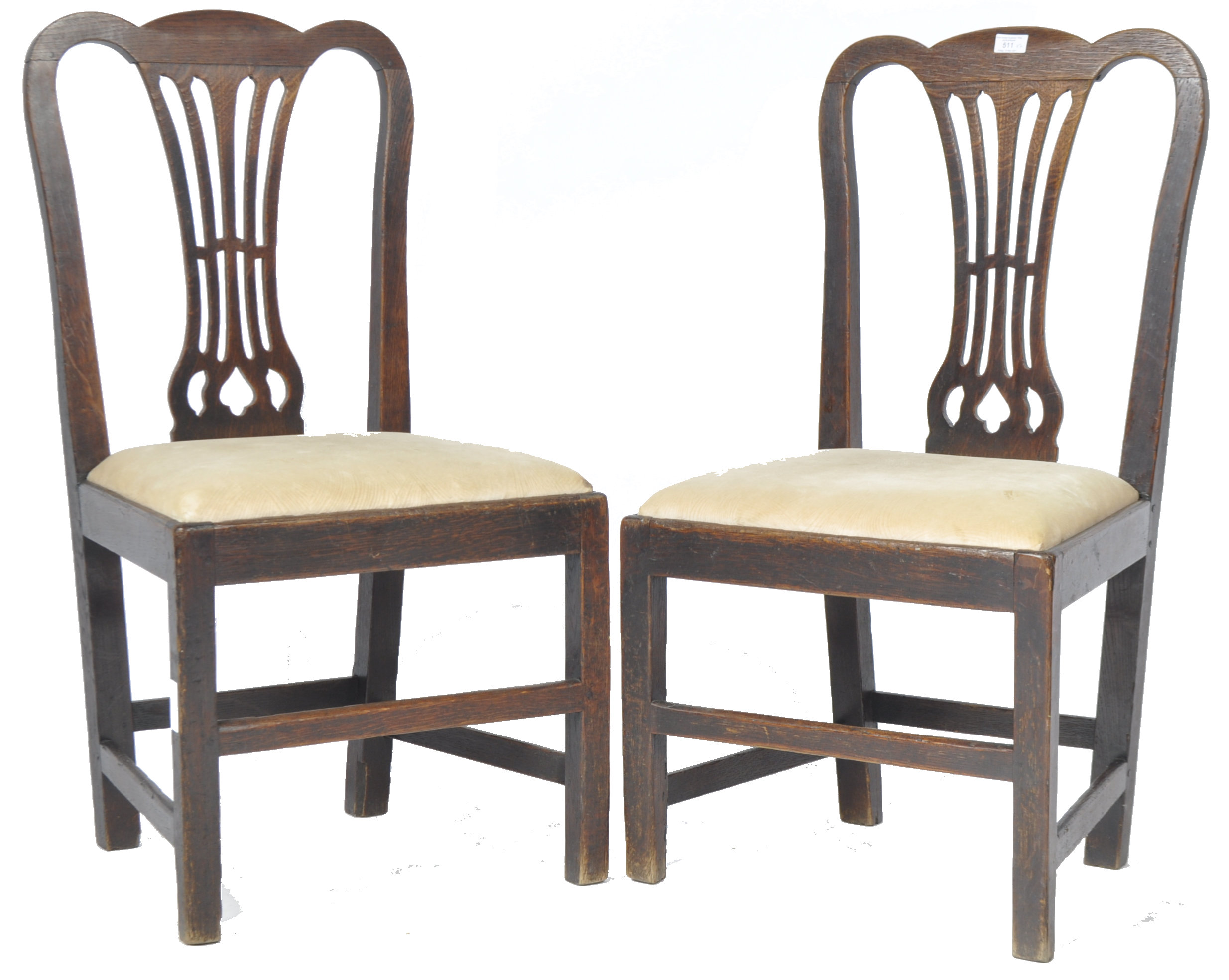 PAIR OF 18TH CENTURY CHIPPENDALE INFLUENCE ELM & OAK CHAIRS