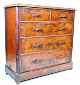 19TH CENTURY VICTORIAN FLAME MAHOGANY CHEST OF DRAWERS