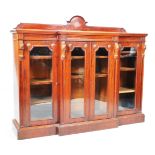 VICTORIAN MAHOGNAY BREAKFRONT BOOKCASE DISPLAY CABINET