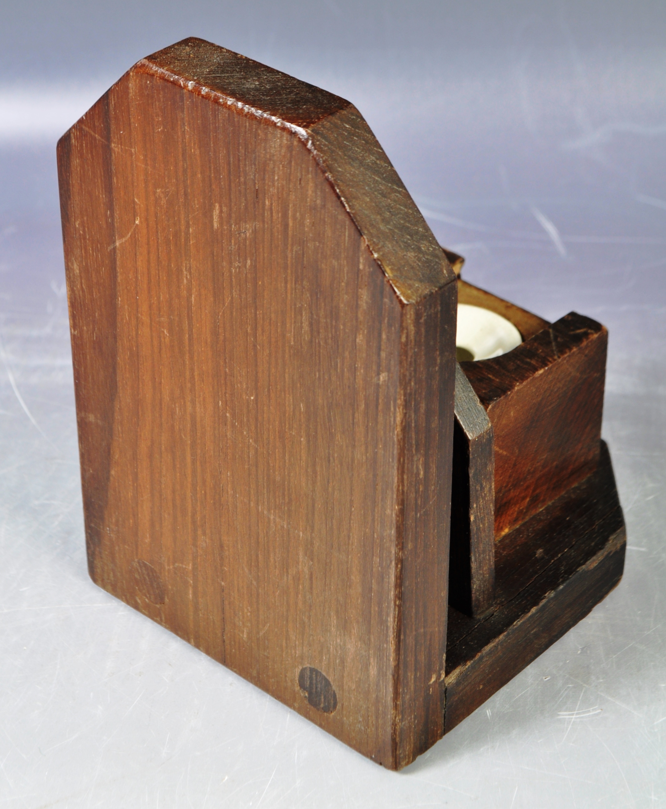 EARLY 20TH CENTURY TEAK HMS SPARTIATE COMMODE INKWELL - Image 7 of 8