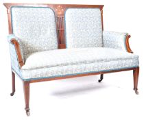 19TH CENTURY VICTORIAN ART NOUVEAU INLAID MAHOGANY SOFA