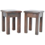 PAIR OF ANTIQUE SOLID OAK COUNTRY HOUSE STOOLS