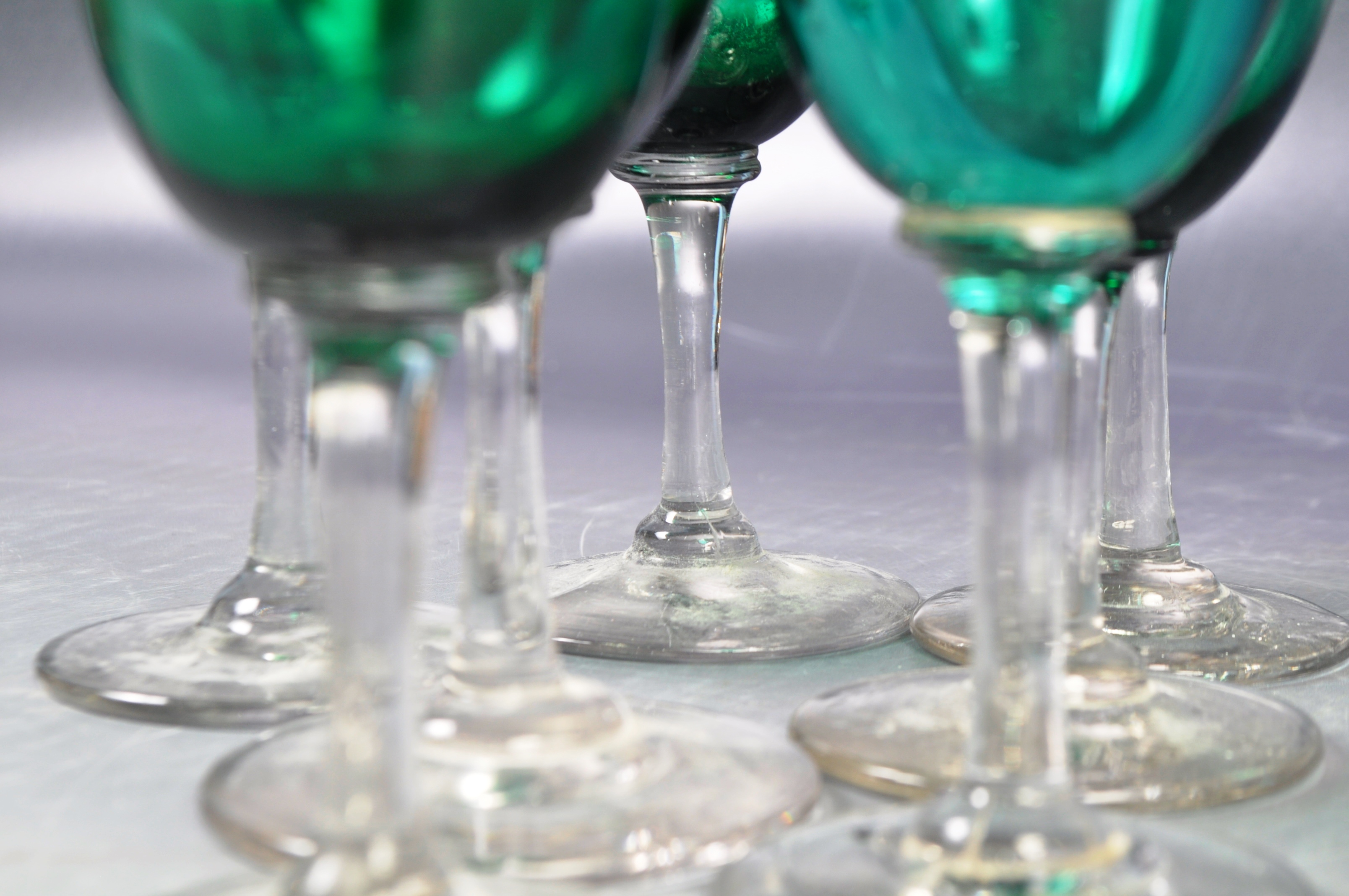 ANTIQUE GEORGIAN BRISTOL GREEN WINE GLASSES - Image 8 of 9