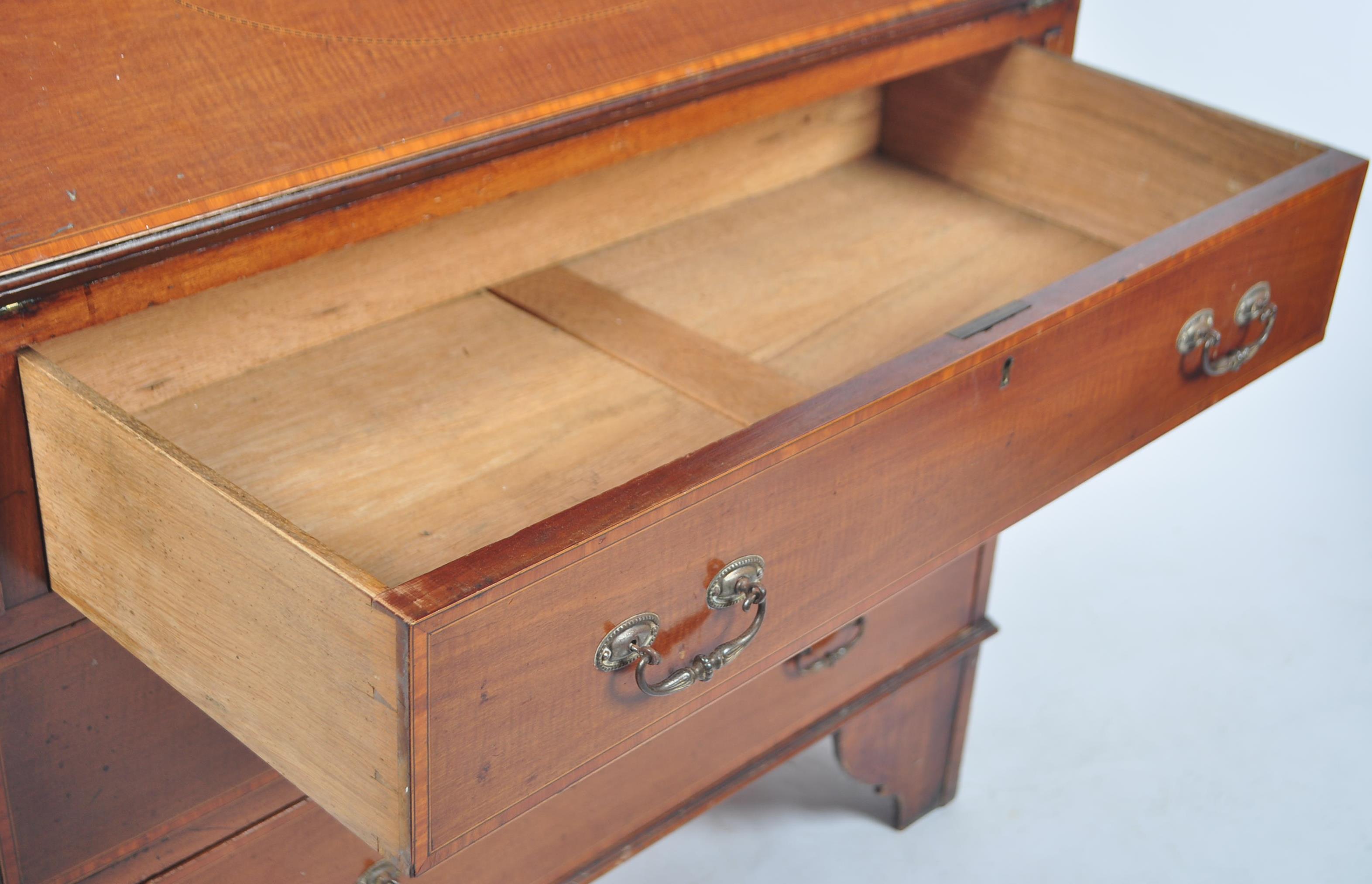 EDWARDIAN ASTRAGAL GLAZED BUREAU WRITING DESK BOOKCASE - Image 9 of 12