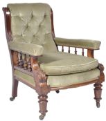 ANTIQUE 19TH CENTURY VICTORIAN MAHOGANY LIBRARY ARMCHAIR