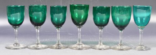 ANTIQUE GEORGIAN BRISTOL GREEN WINE GLASSES