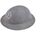 WWI FIRST WORLD WAR 'TOMMY' BRODIE HELMET WITH INSIGNIA