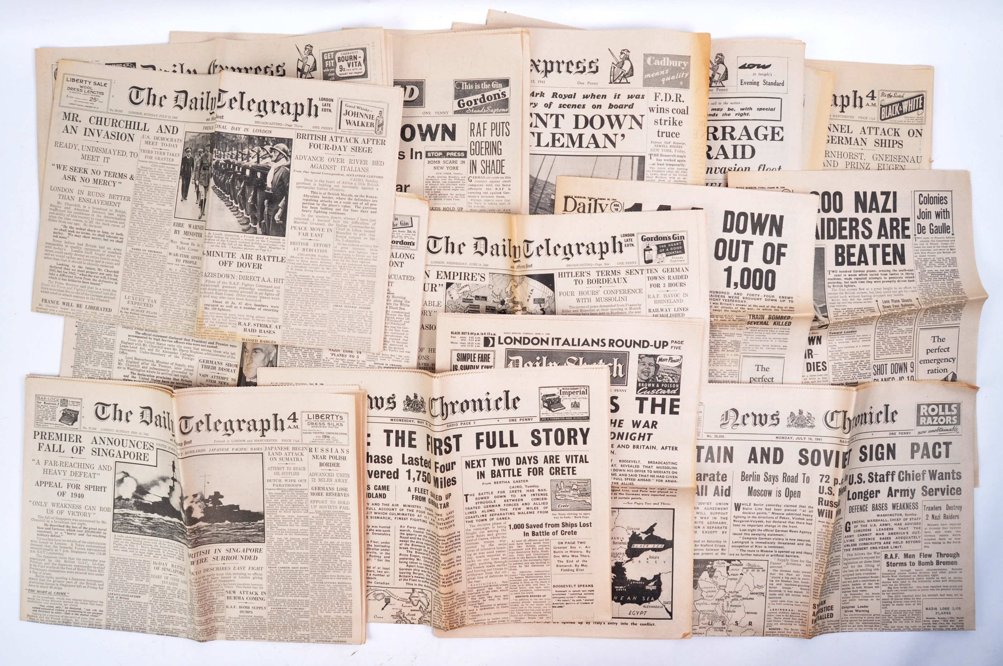 WWII SECOND WORLD WAR - COLLECTION OF WARTIME NEWSPAPERS