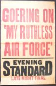 RARE EVENING STANDARD GOERING RELATED NEWSPAPER STAND POSTER