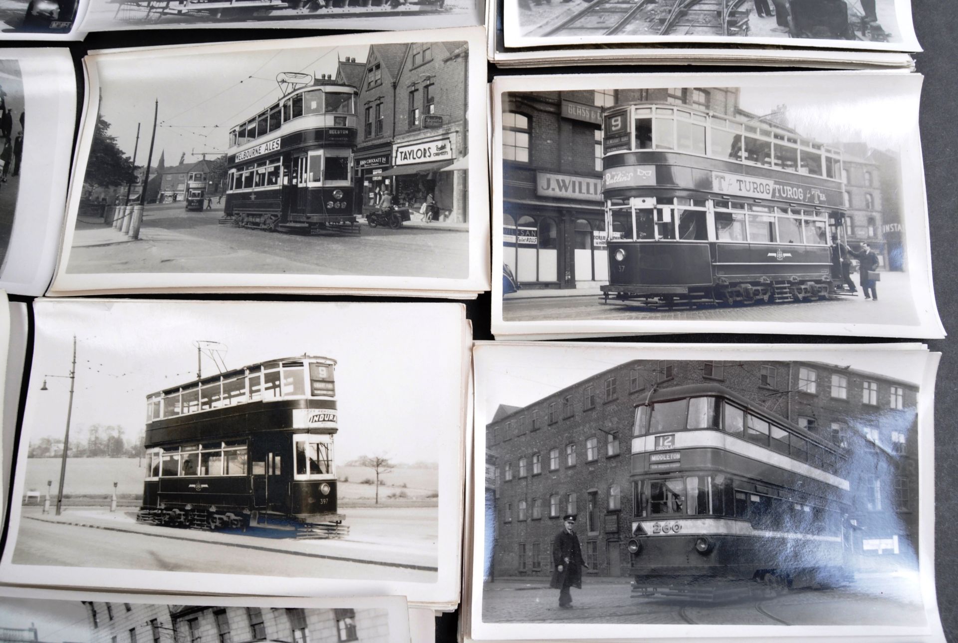 TRAMS & TROLLEY BUSES - LARGE COLLECTION OF BLACK AND WHITE PHOTOS - Image 3 of 9