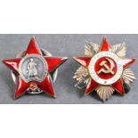 TWO ORIGINAL WWII SOVIET RUSSIAN UNION BATTLE ORDER MEDALS