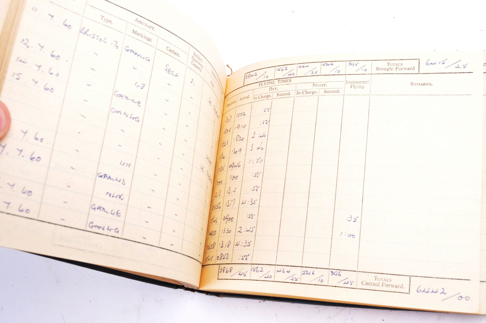 WWII SECOND WORLD WAR - COMPLETE SET OF PILOT'S LOGBOOKS (7) - Image 8 of 8