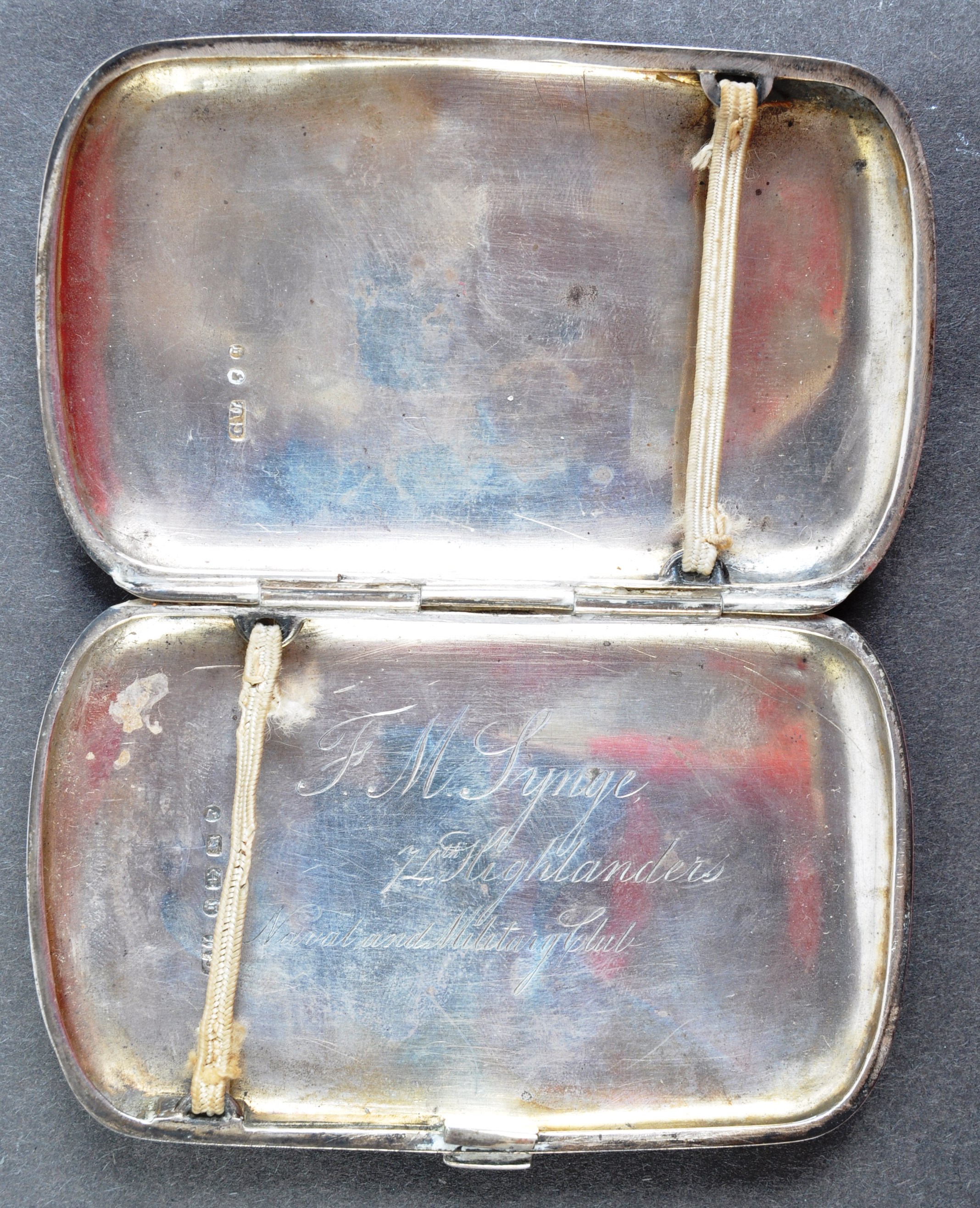 19TH CENTURY 14TH HIGHLANDERS ANTIQUE SILVER CIGARETTE BOX - Image 3 of 8