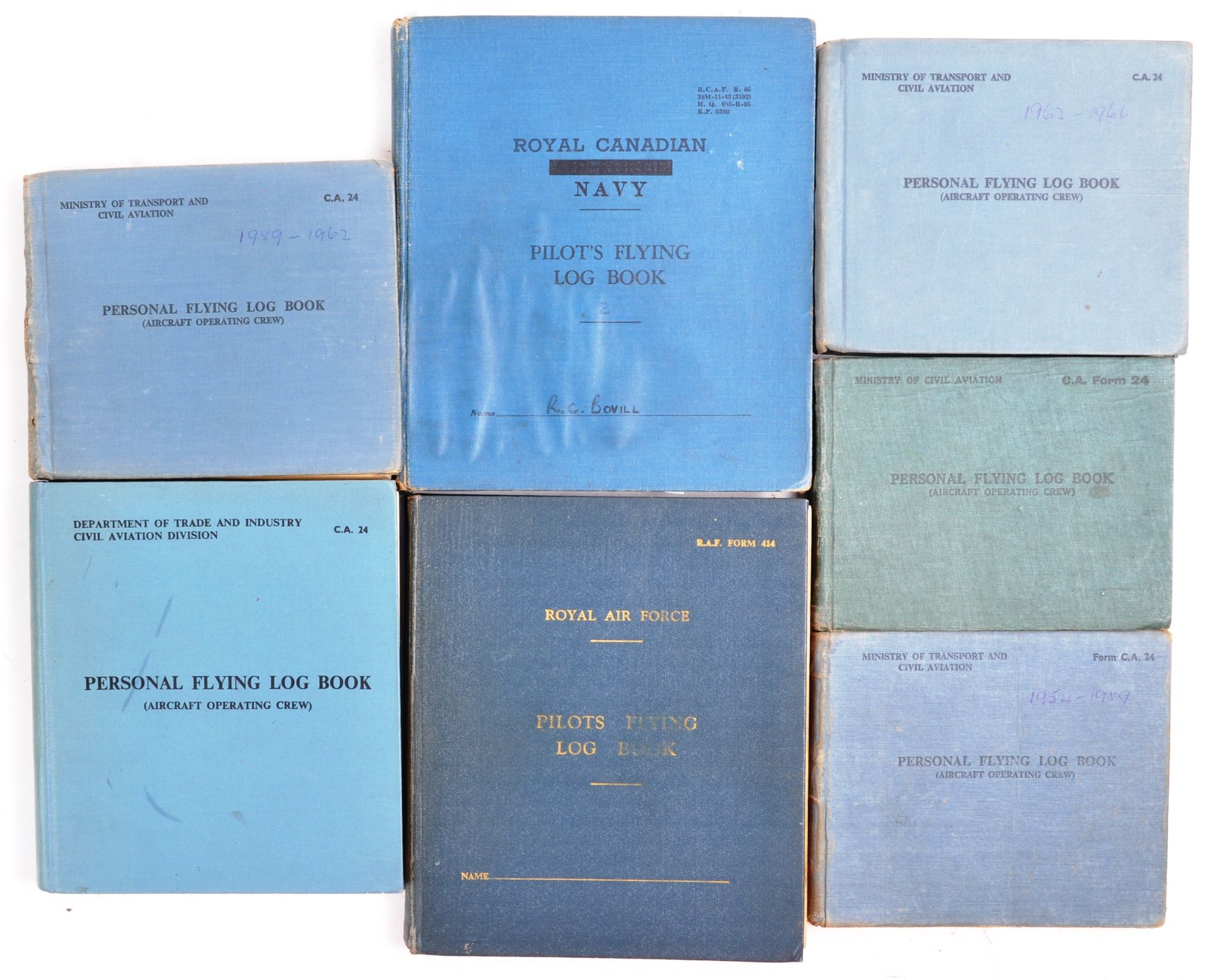 WWII SECOND WORLD WAR - COMPLETE SET OF PILOT'S LOGBOOKS (7)