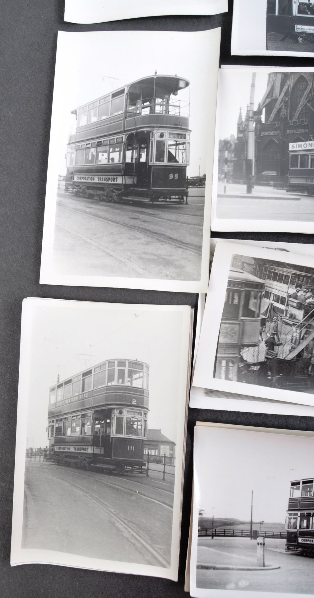 TRAMS & TROLLEY BUSES - LARGE COLLECTION OF BLACK AND WHITE PHOTOS - Image 7 of 9