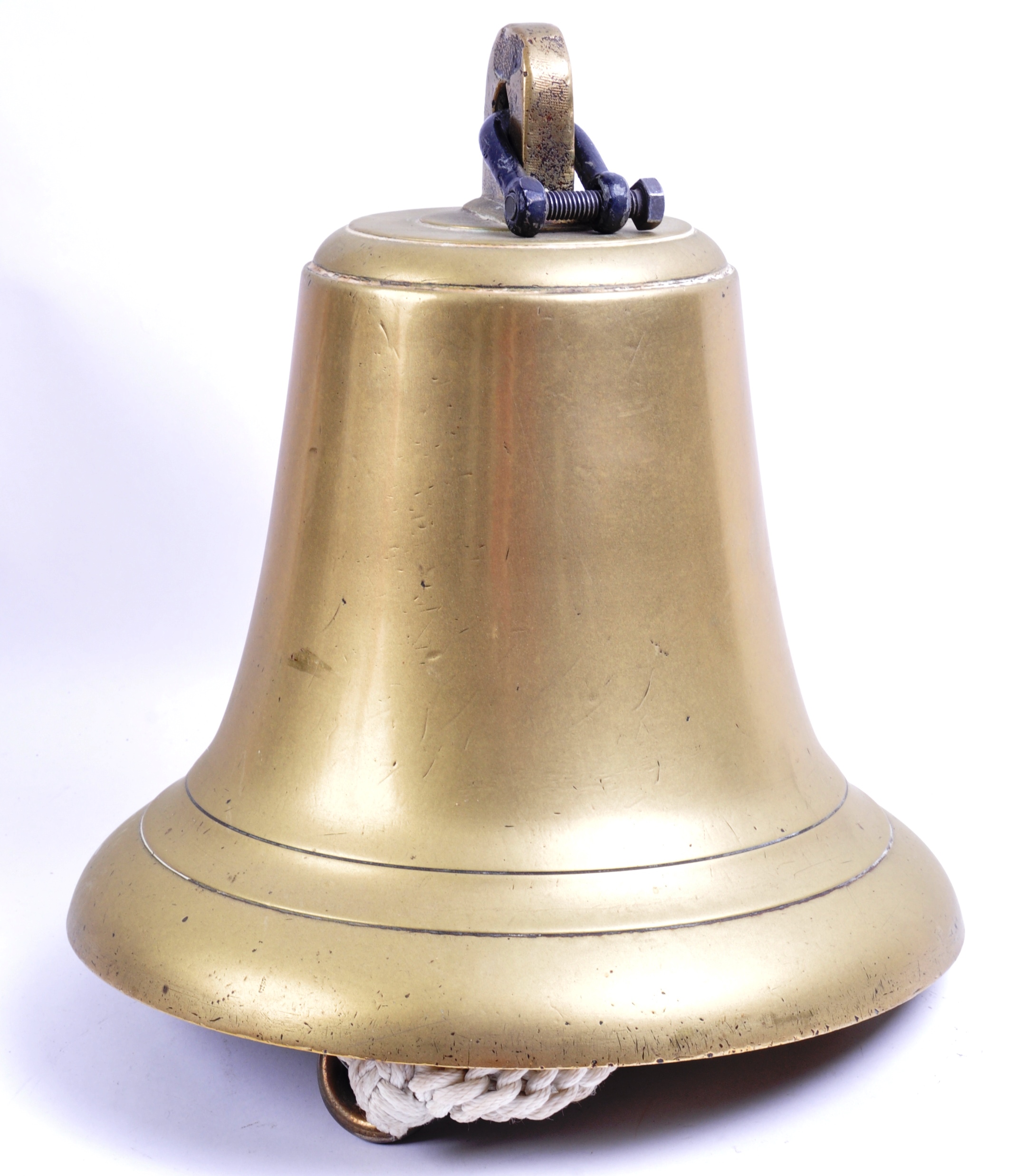 LARGE VINTAGE BRASS SHIP'S BELL WITH WALL BRACKET
