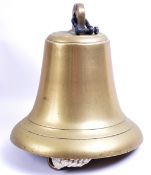 LARGE VINTAGE BRASS SHIP'S BELL WITH WALL BRACKET