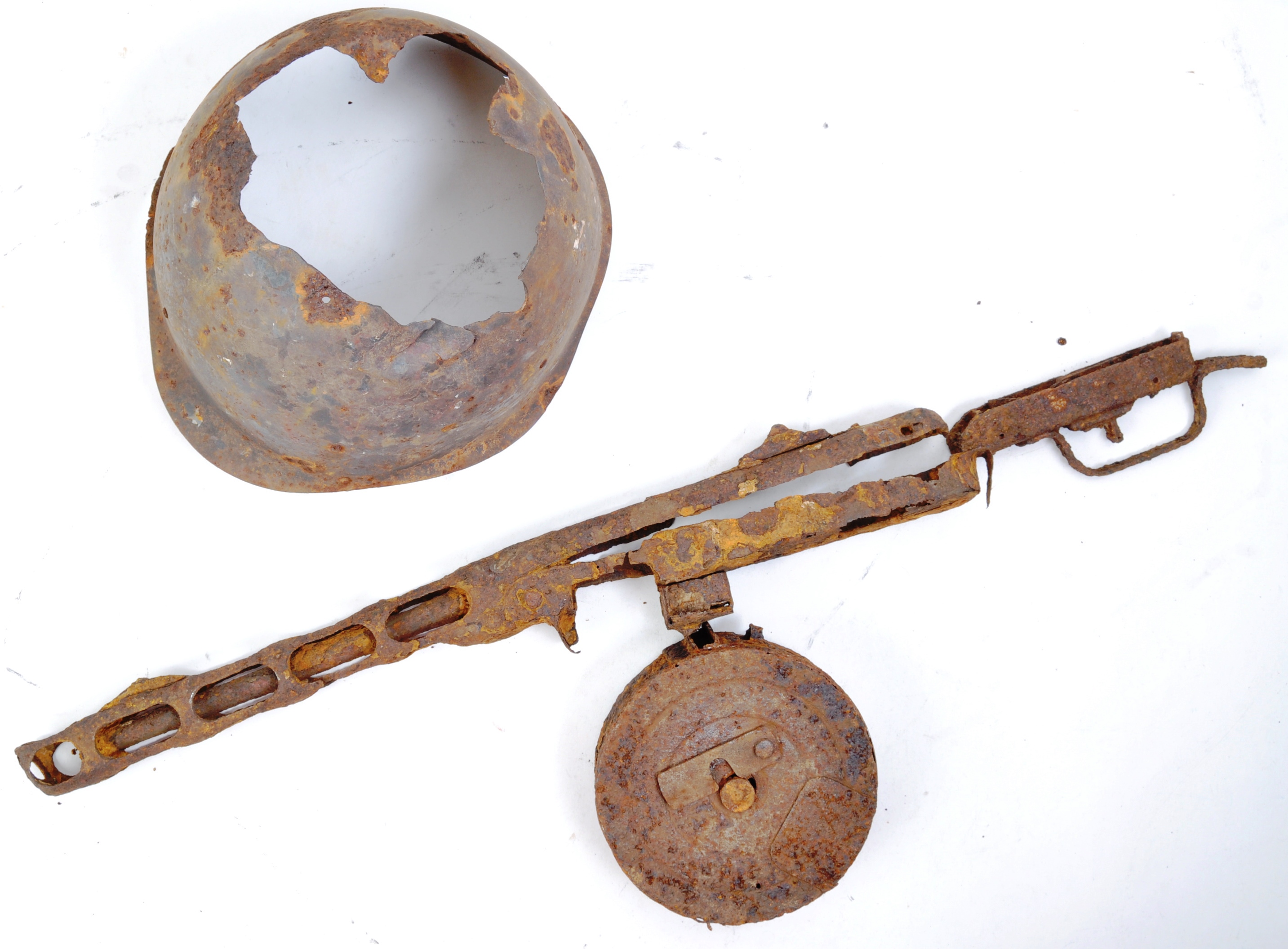 WWII EASTERN FRONT RUSSIAN MACHINE GUN & HELMET RELICS