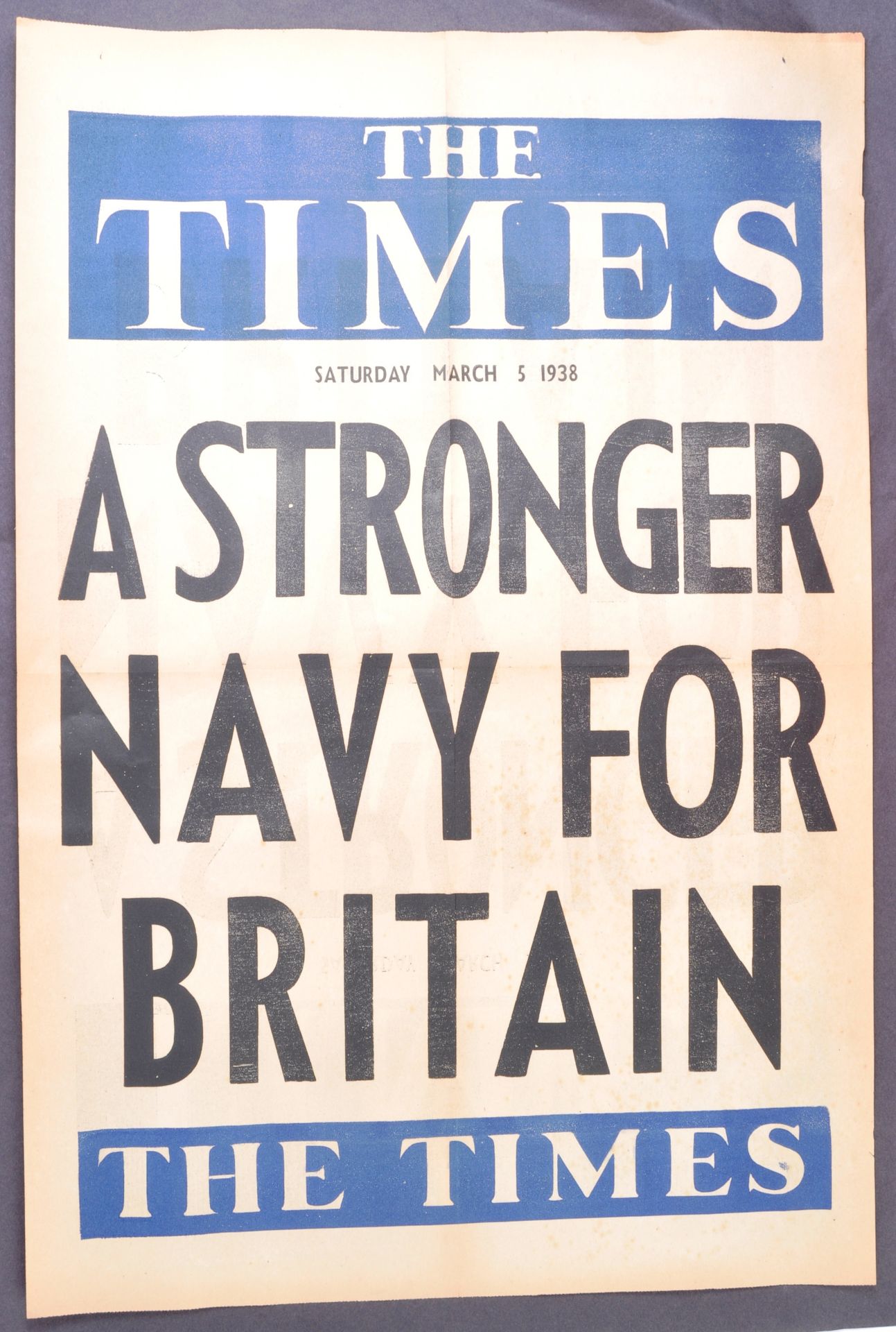 RARE ORIGINAL 1938 THE TIMES NEWSPAPER ADVERTISING POSTER - NAVY - Image 7 of 10