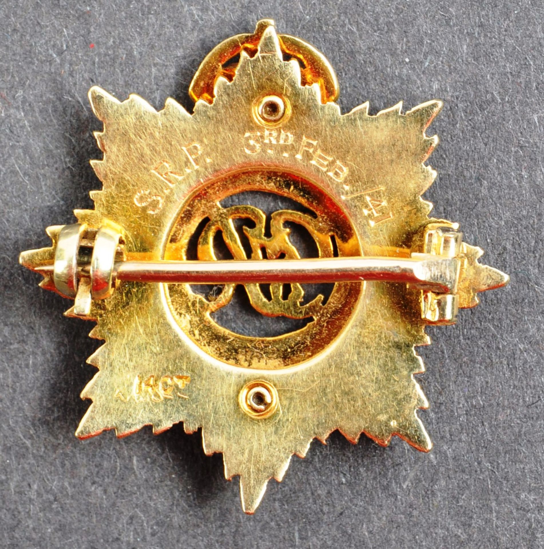 WWII SECOND WORLD WAR 14CT GOLD RASC GOLD PIN BADGE - Image 2 of 2