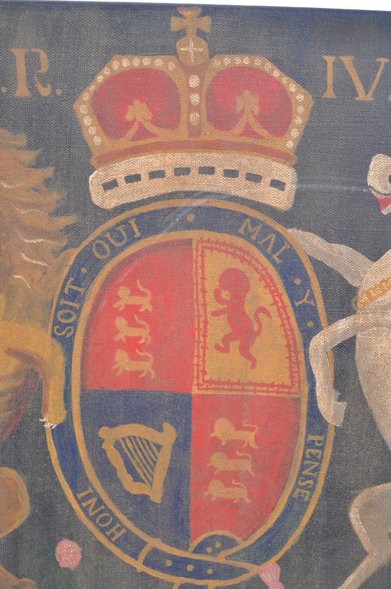 OIL ON CANVAS - KING GEORGE IV COAT OF ARMS - Image 3 of 5