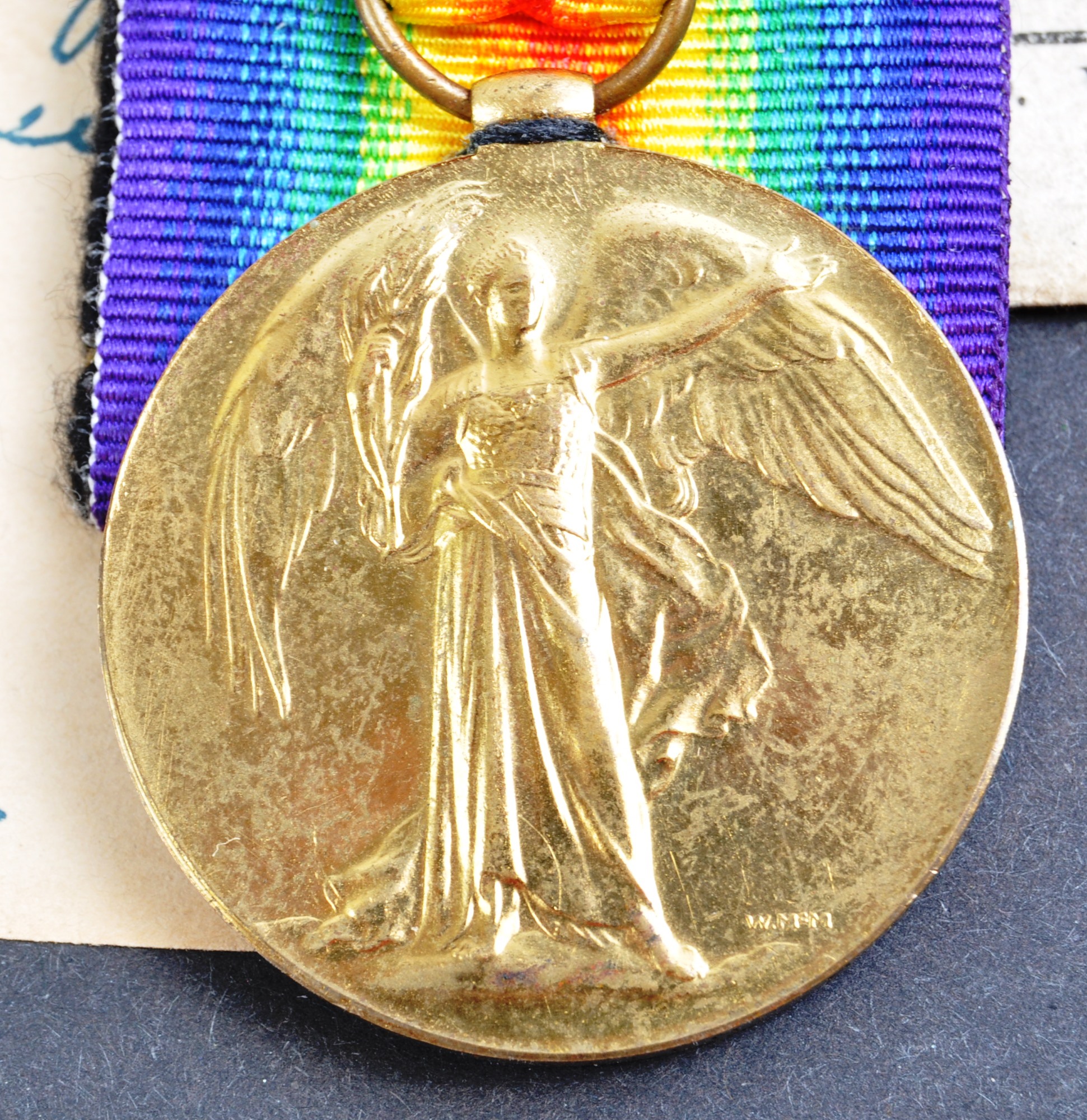 WWI FIRST WORLD WAR VICTORY MEDAL - CAPTURED WARWICKSHIRE REGIMENT - Image 4 of 9