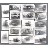 TRAMS & TROLLEY BUSES - LARGE COLLECTION OF BLACK AND WHITE PHOTOS