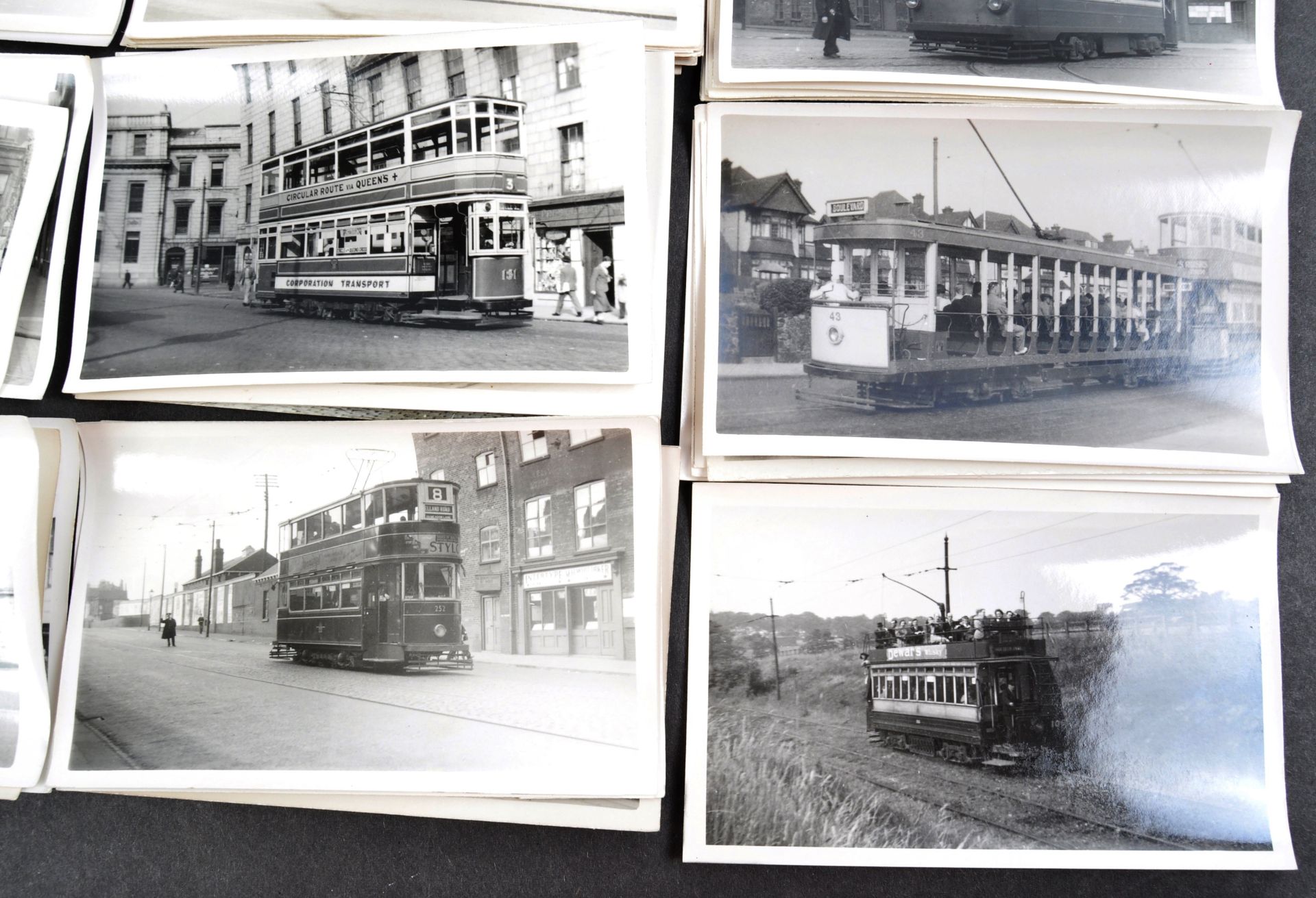 TRAMS & TROLLEY BUSES - LARGE COLLECTION OF BLACK AND WHITE PHOTOS - Image 2 of 9
