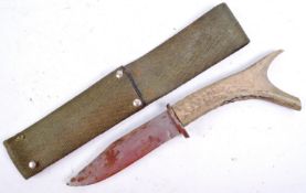 20TH CENTURY BOWIE KNIFE WITH STAG HORN HANDLE
