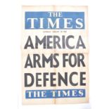 RARE ORIGINAL 1938 THE TIMES NEWSPAPER ADVERTISING POSTER - AMERICA