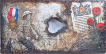 ORIGINAL WWI FIRST WORLD WAR BRITISH TRENCH SNIPER'S PLATE MEMORIAL