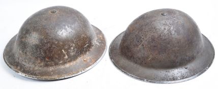 TWO ORIGINAL WWII SECOND WORLD WAR BRITISH ARMY BRODIE HELMETS