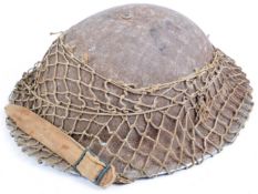 ORIGINAL WWII BRITISH ARMY BRODIE HELMET WITH CAMOUFLAGE NET