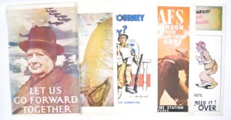 WWII SECOND WORLD WAR POSTERS - CHURCHILL, AFS, HOME FRONT ETC