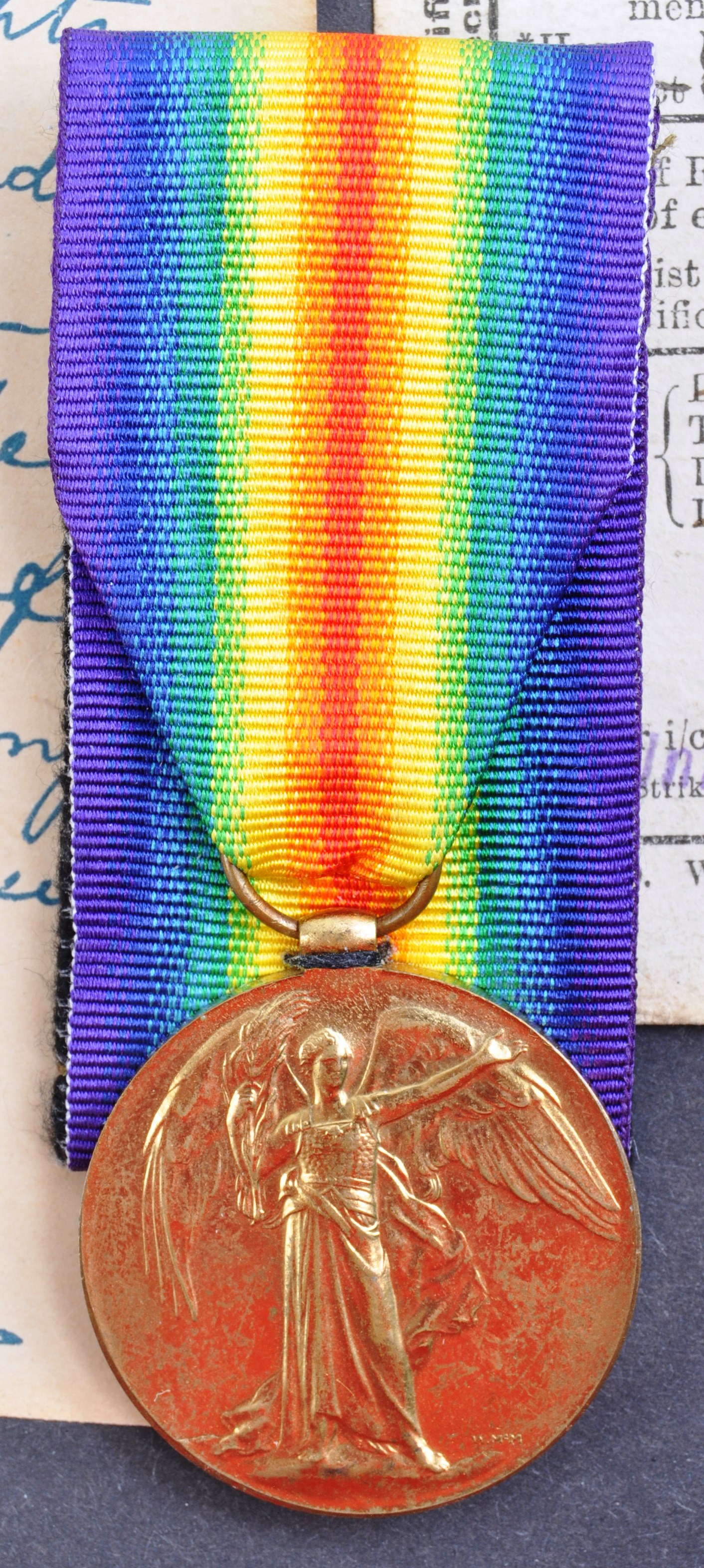 WWI FIRST WORLD WAR VICTORY MEDAL - CAPTURED WARWICKSHIRE REGIMENT - Image 3 of 9