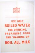 SCARCE ORIGINAL WWII HOME FRONT CIVIL DEFENCE ' BOIL ALL MILK ' POSTER