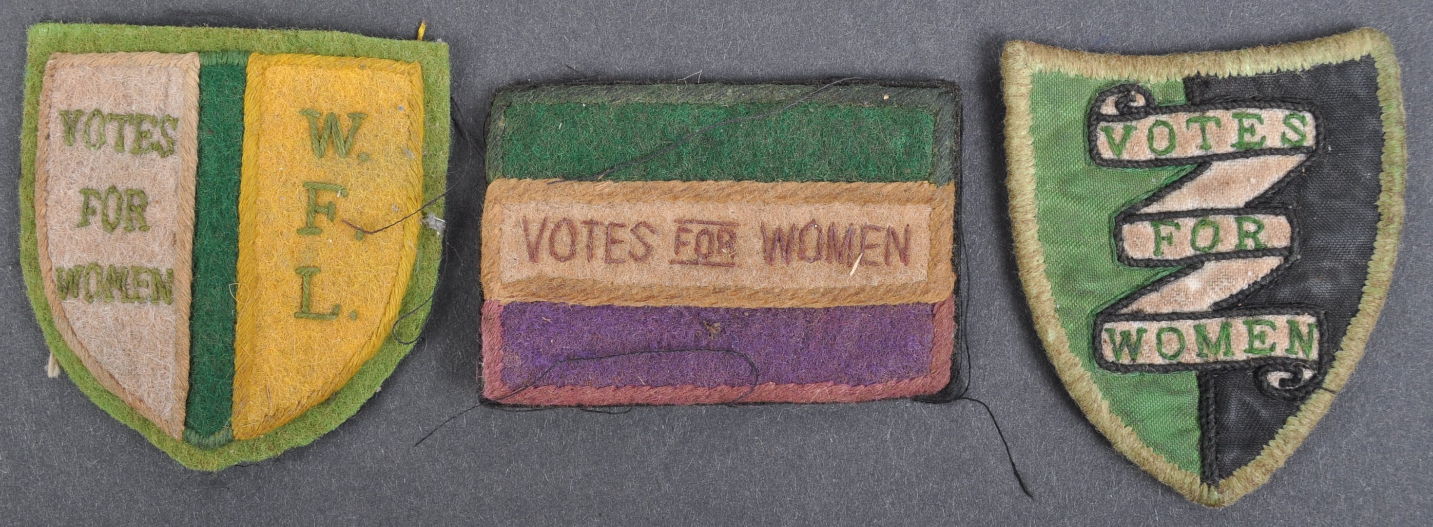 SUFFRAGETTE INTEREST - COLLECTION OF EDWARDIAN CLOTH PATCHES