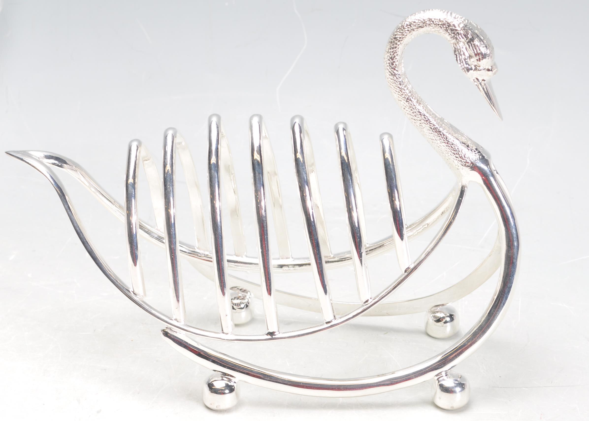 SILVER PLATED SWAN TOAST RACK. - Image 4 of 4