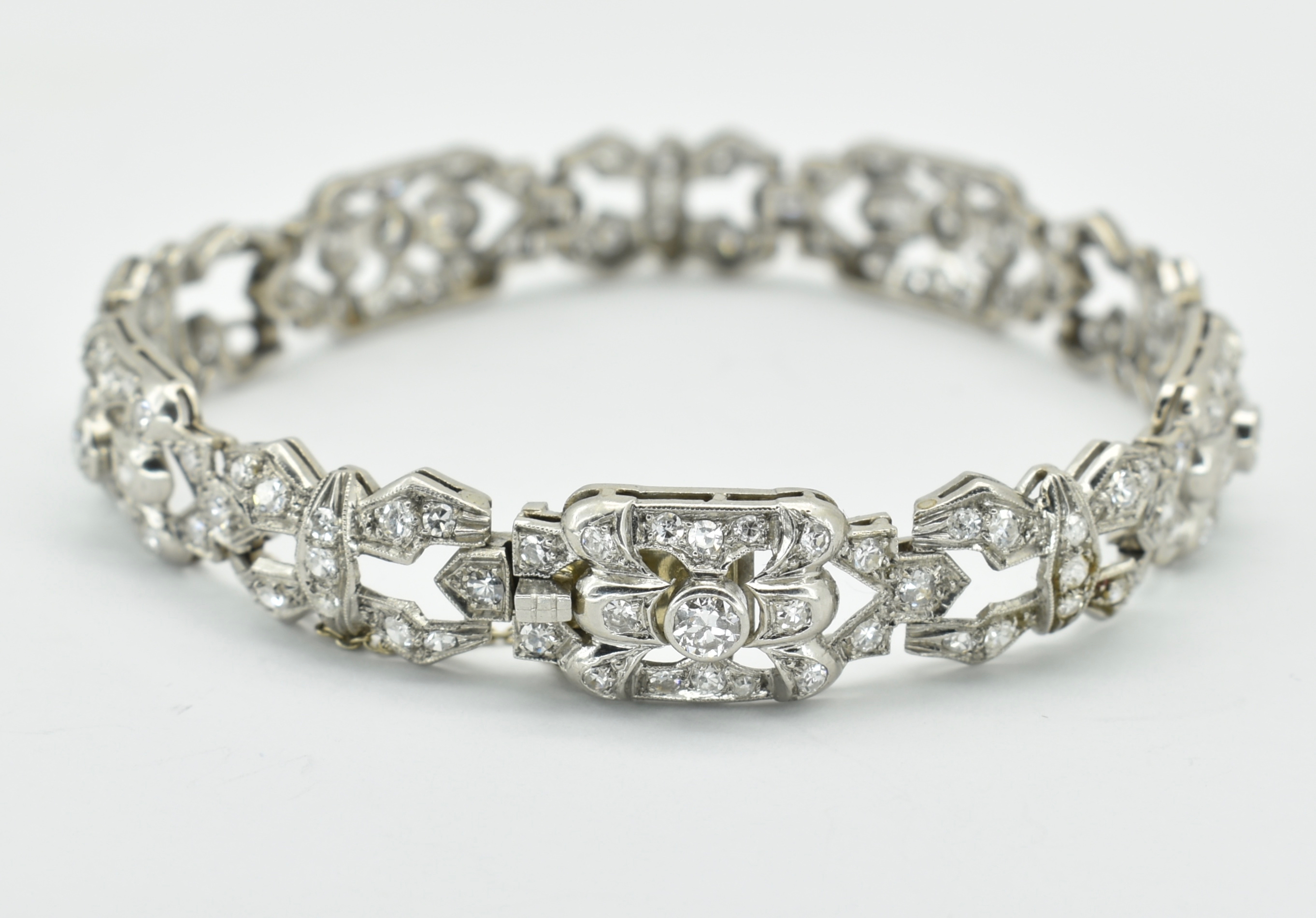 FRENCH ANTIQUE 18CT WHITE GOLD PLATINUM & DIAMOND BRACELET