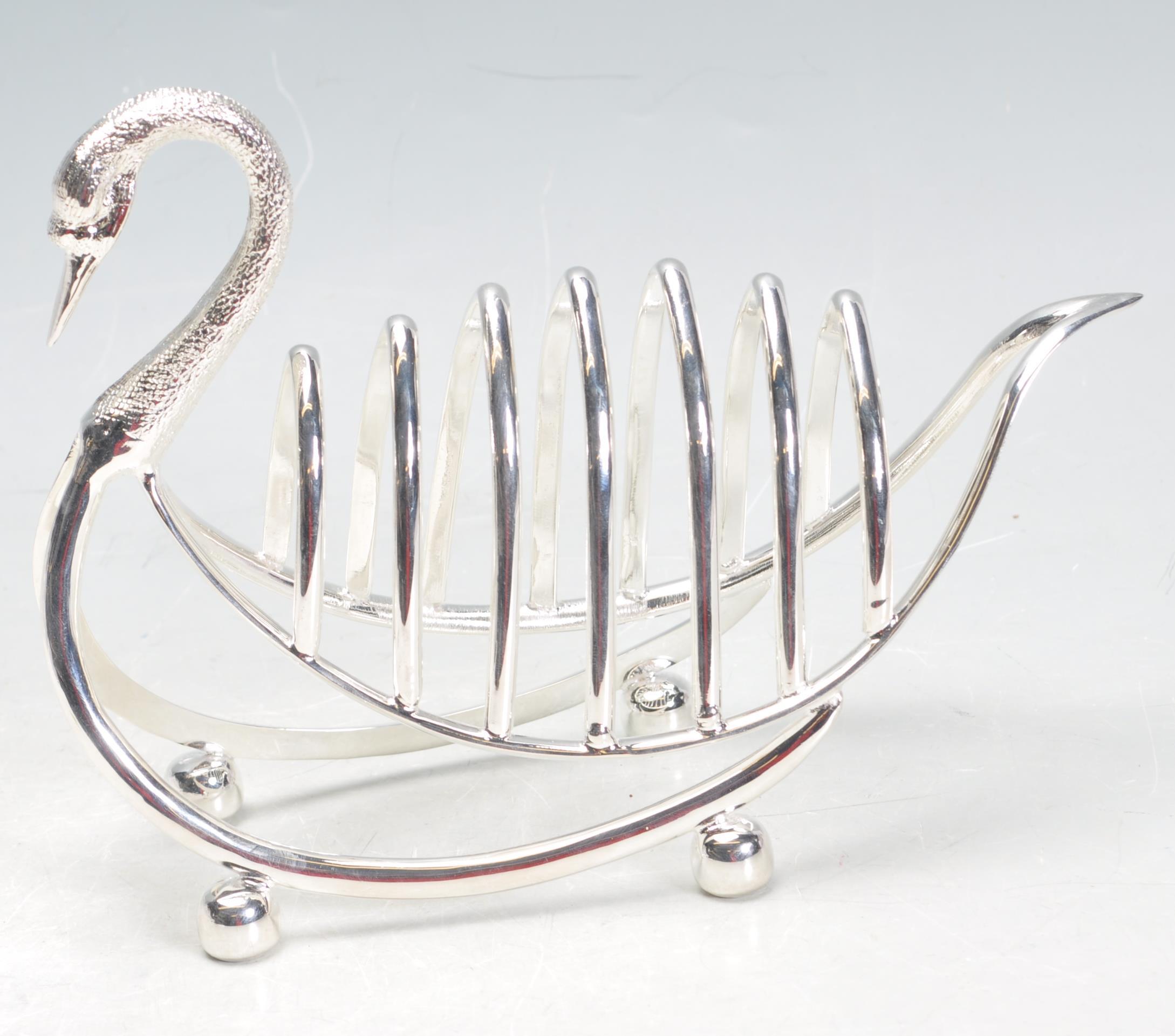SILVER PLATED SWAN TOAST RACK.