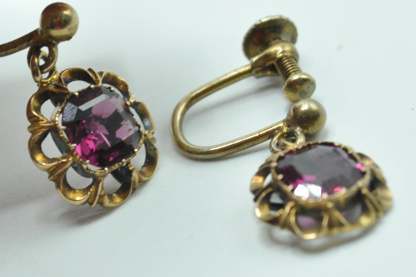 VICTORIAN GARNET DROP EARRINGS - Image 4 of 5