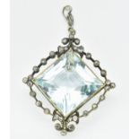 ANTIQUE AQUAMARINE & DIAMOND NECKLACE PENDANT