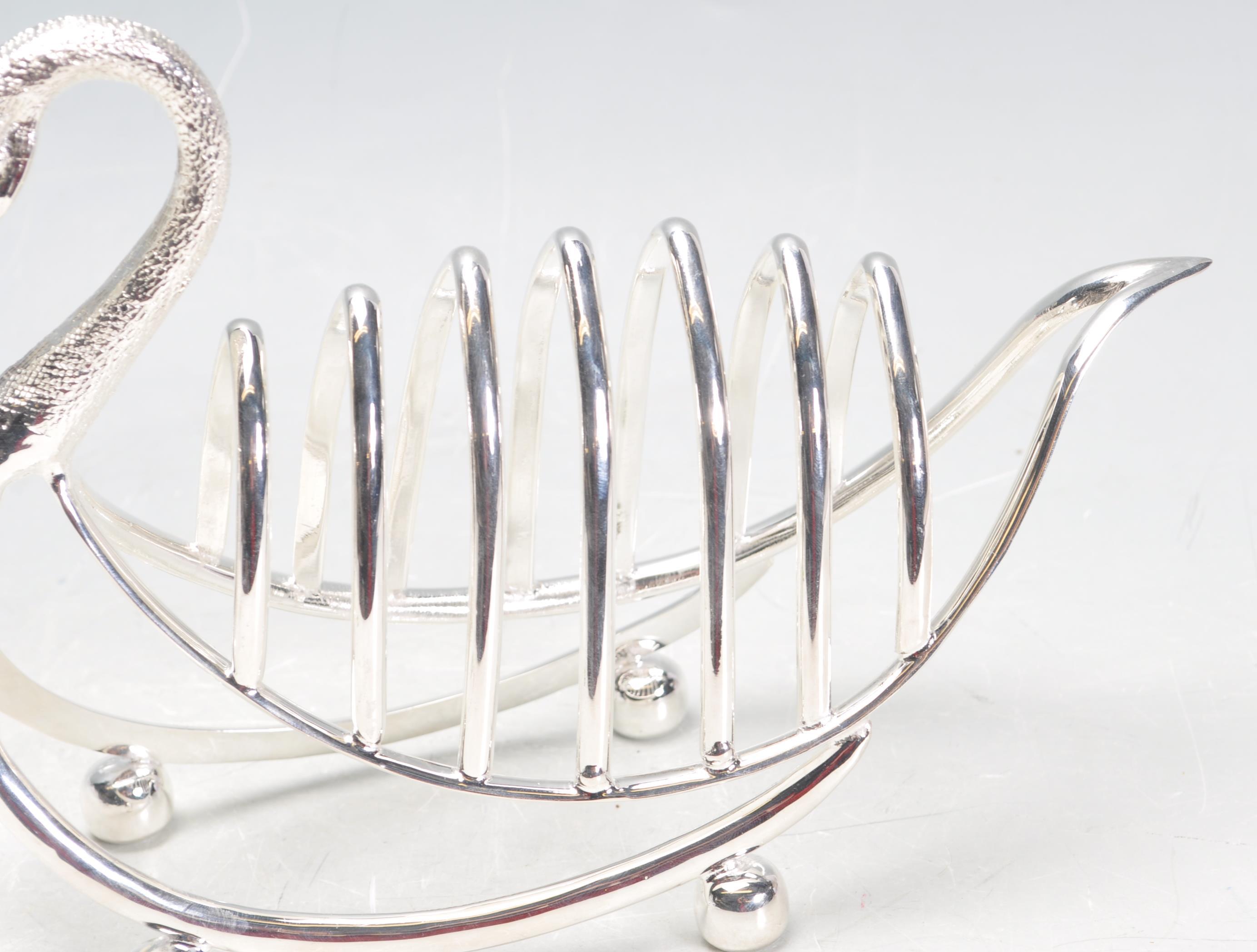 SILVER PLATED SWAN TOAST RACK. - Image 2 of 4