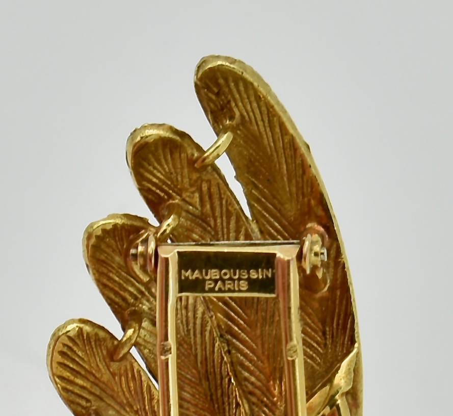 18CT GOLD ENAMEL SAPPHIRE DIAMOND BIRD BROOCH - MAUBOUSSIN - Image 4 of 6