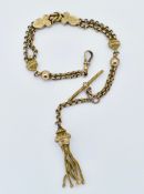 AN ANTIQUE GOLD ALBERTINA WATCH CHAIN