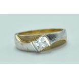 9CT GOLD AND WHITE STONE TWO TONE RING