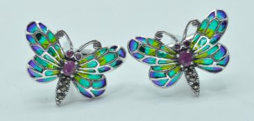 PAIR OF STAMPED 925 SILVER BUTTERFLY CUFFLINKS.